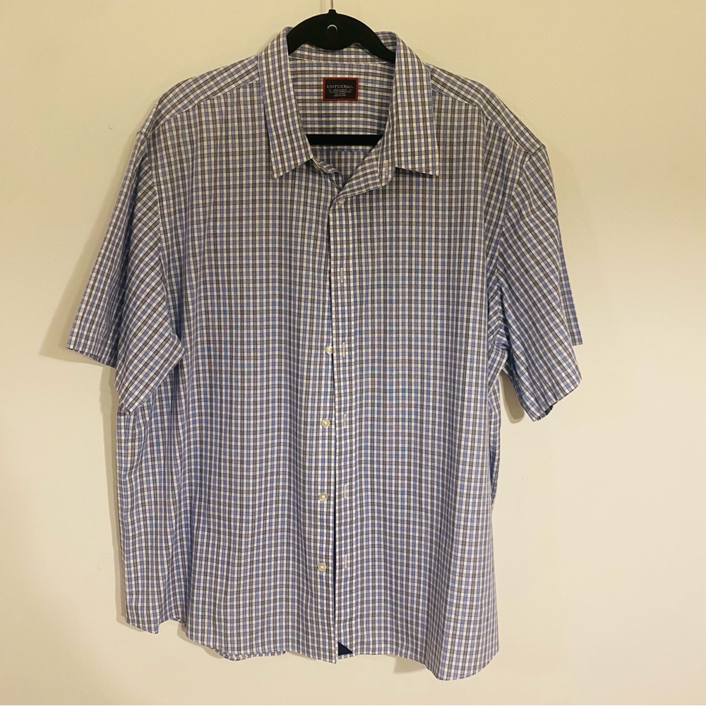 PRICE DROP UNTUCKit Men's Blue and White Plaid Shirt